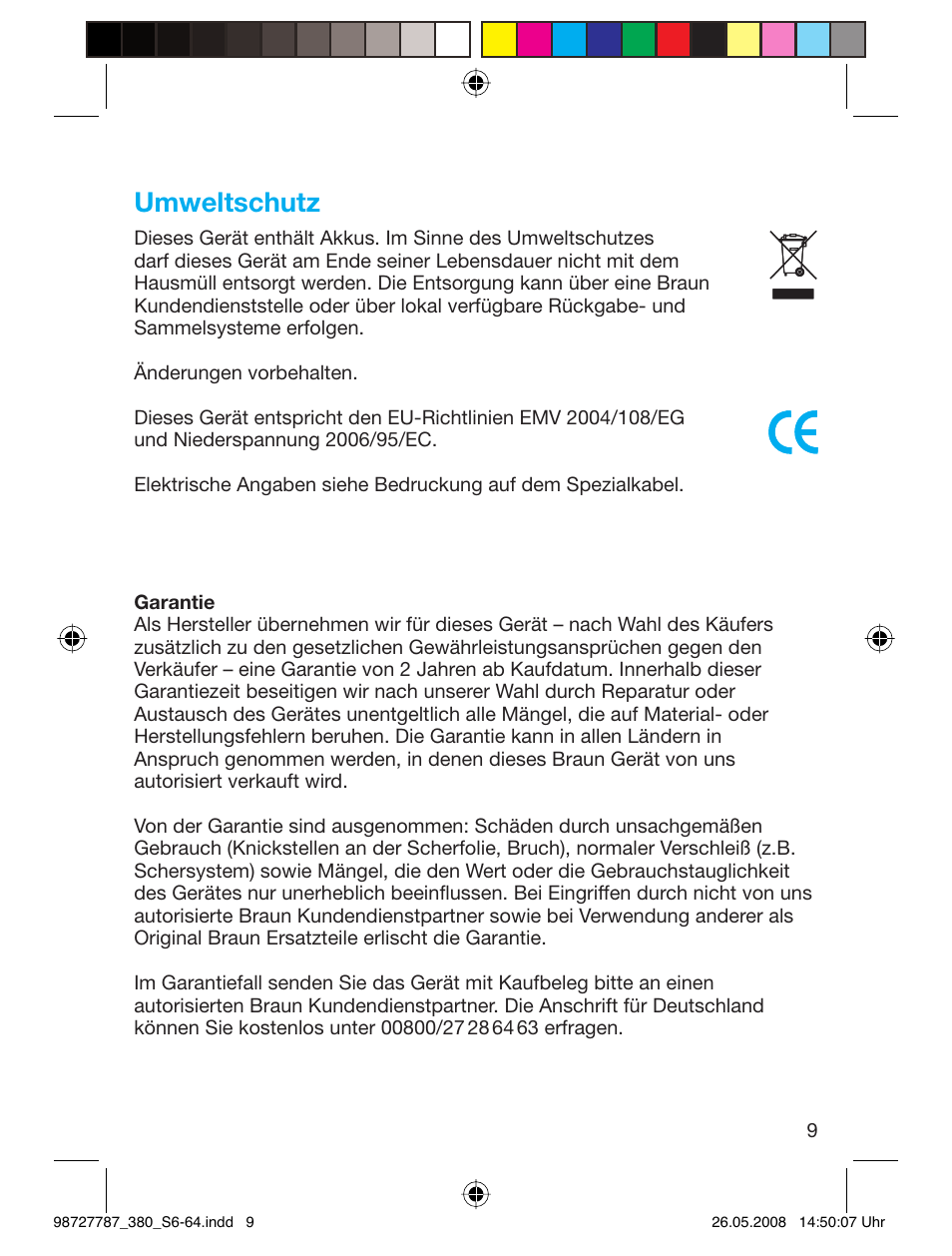 Umweltschutz | Braun 380-5773 Series 3 User Manual | Page 8 / 61