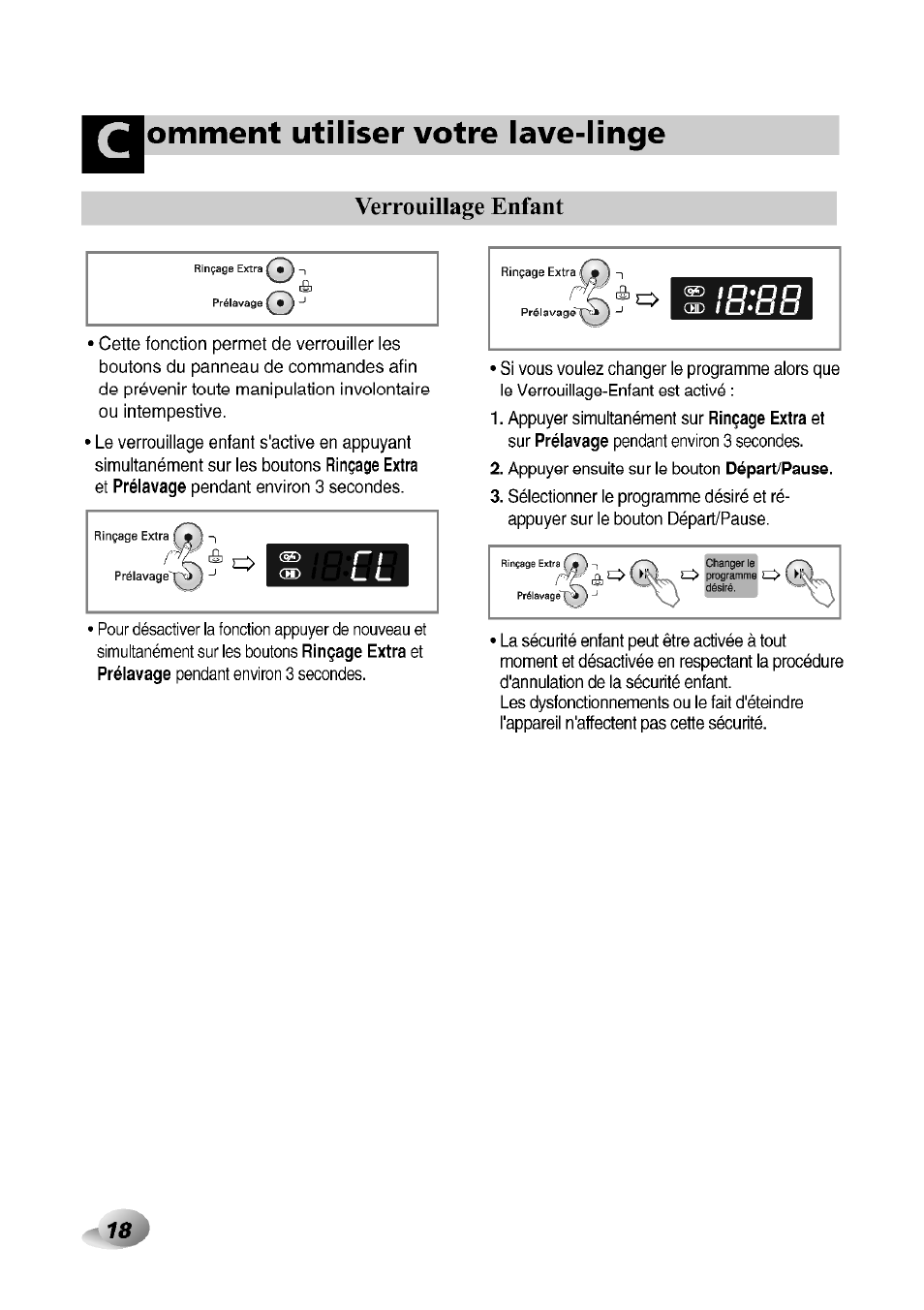 Verrouillage enfant, Omment utiliser votre lave-linge | LG F1492QD1 User Manual | Page 112 / 158