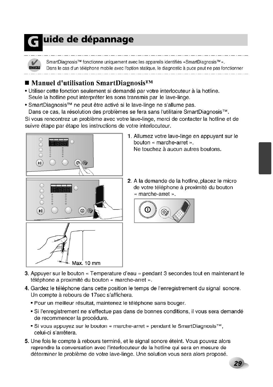 Manuel d'utilisation smartdiagnosis, Uide de dépannage | LG F1492QD1 User Manual | Page 123 / 158