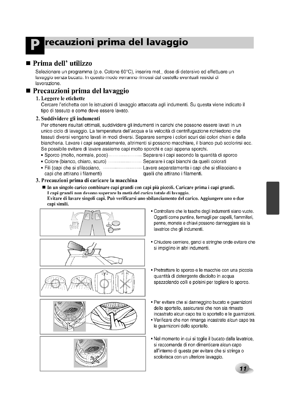 Precauzioni prima del lavaggio, Prima dell’ utilizzo | LG F1492QD1 User Manual | Page 137 / 158