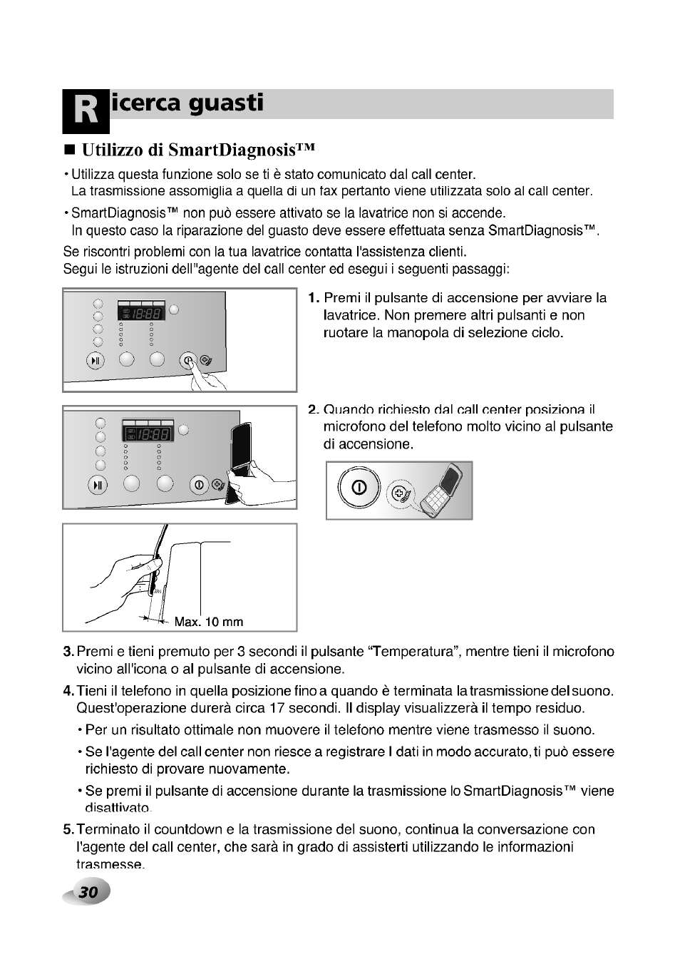 Utilizzo di smartdiagnosistm, Cerca guasti | LG F1492QD1 User Manual | Page 156 / 158