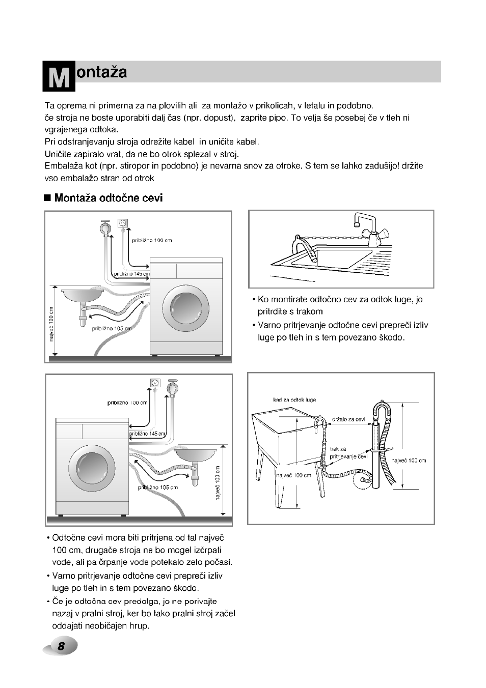 Montaza odtocne cevi, Ontaza | LG F1492QD1 User Manual | Page 40 / 158