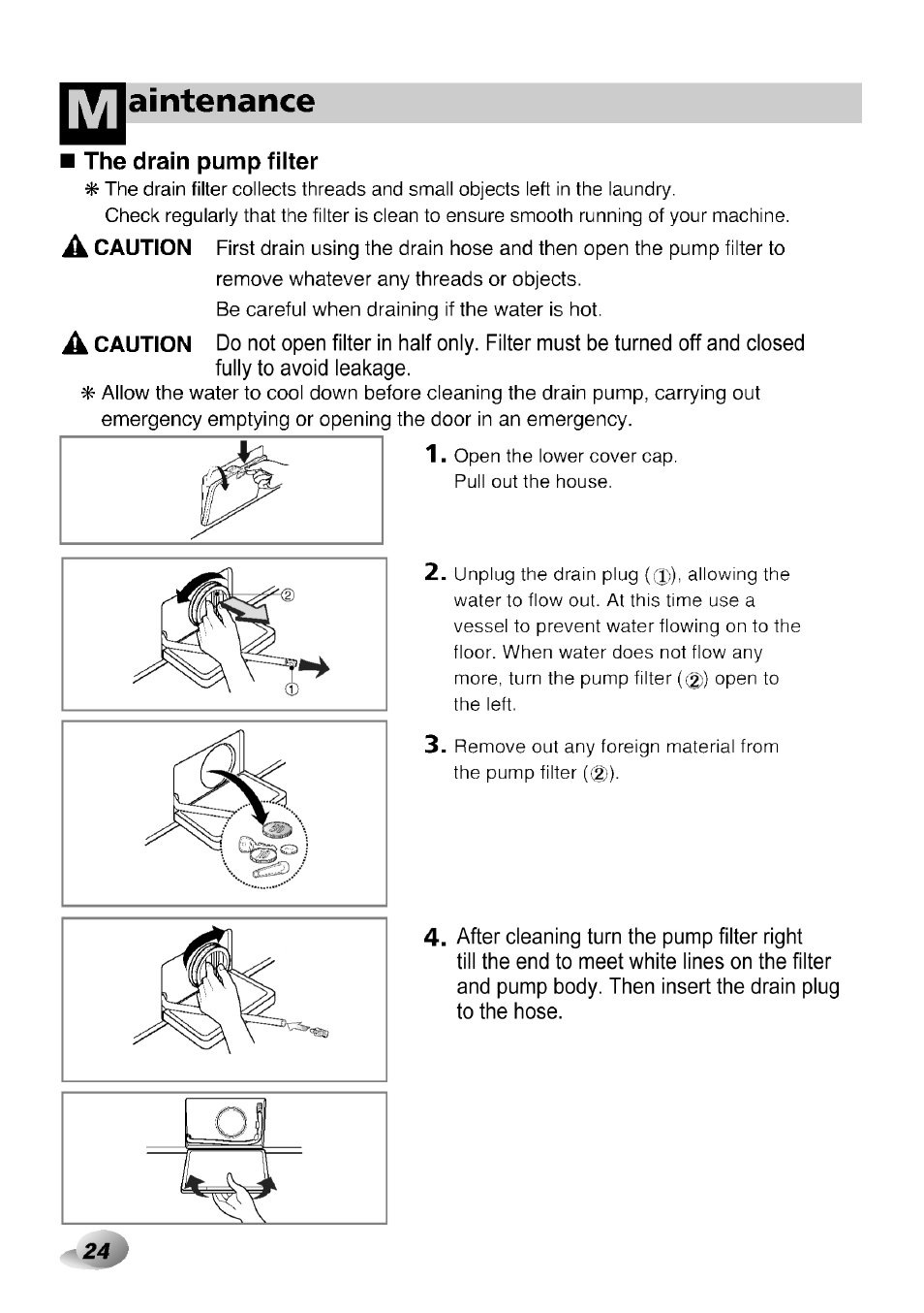 The drain pump filter, Aintenance, X i ) | LG F1492QD1 User Manual | Page 86 / 158