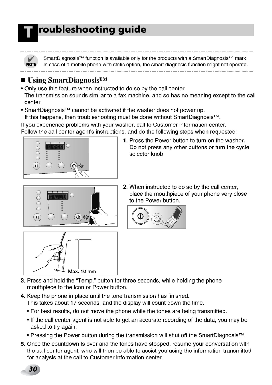 Using smartdiagnosis, Roubleshooting guide | LG F1492QD1 User Manual | Page 92 / 158