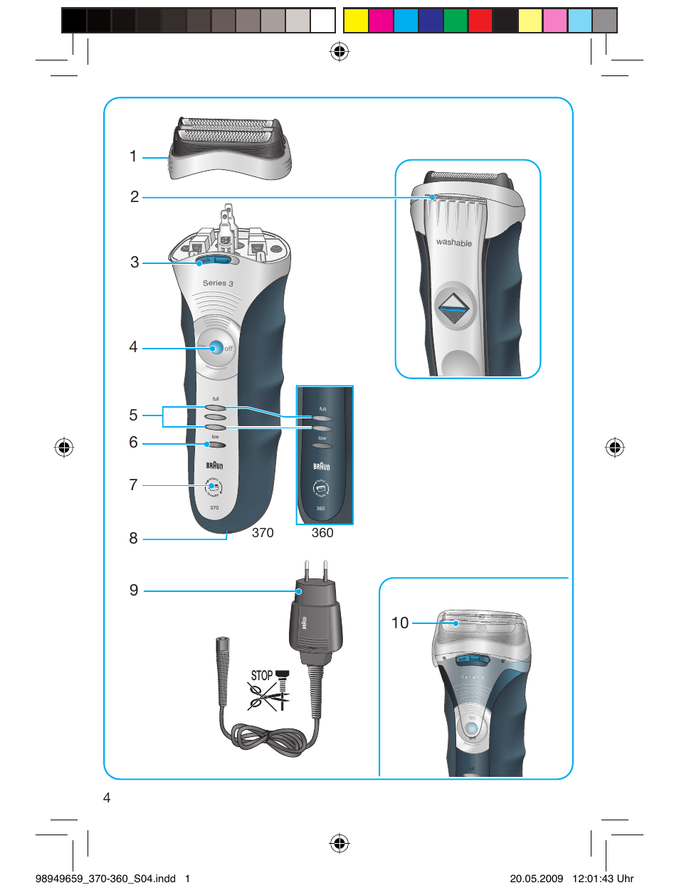 Stop | Braun 370-5774 Series 3 User Manual | Page 3 / 61