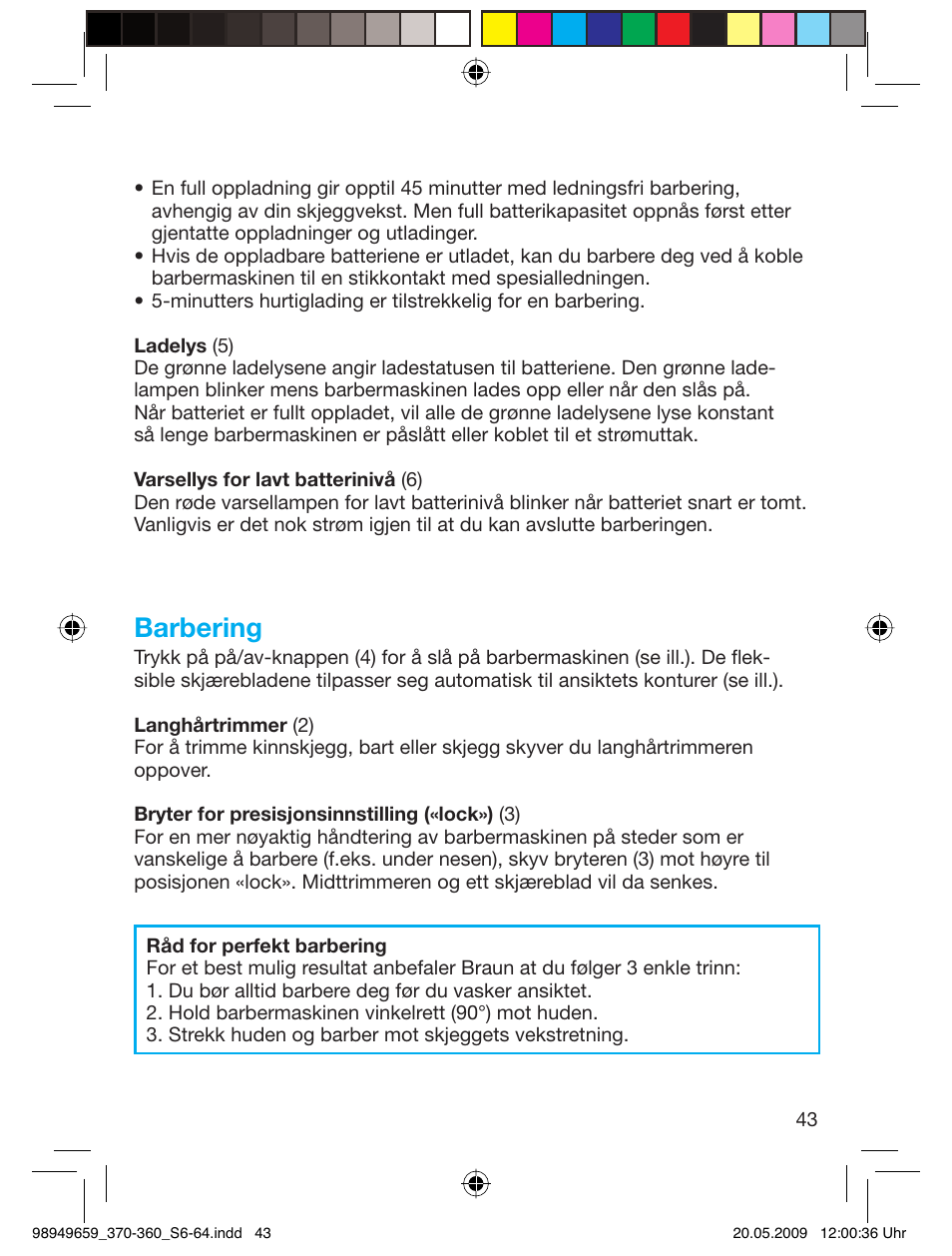 Barbering | Braun 370-5774 Series 3 User Manual | Page 42 / 61