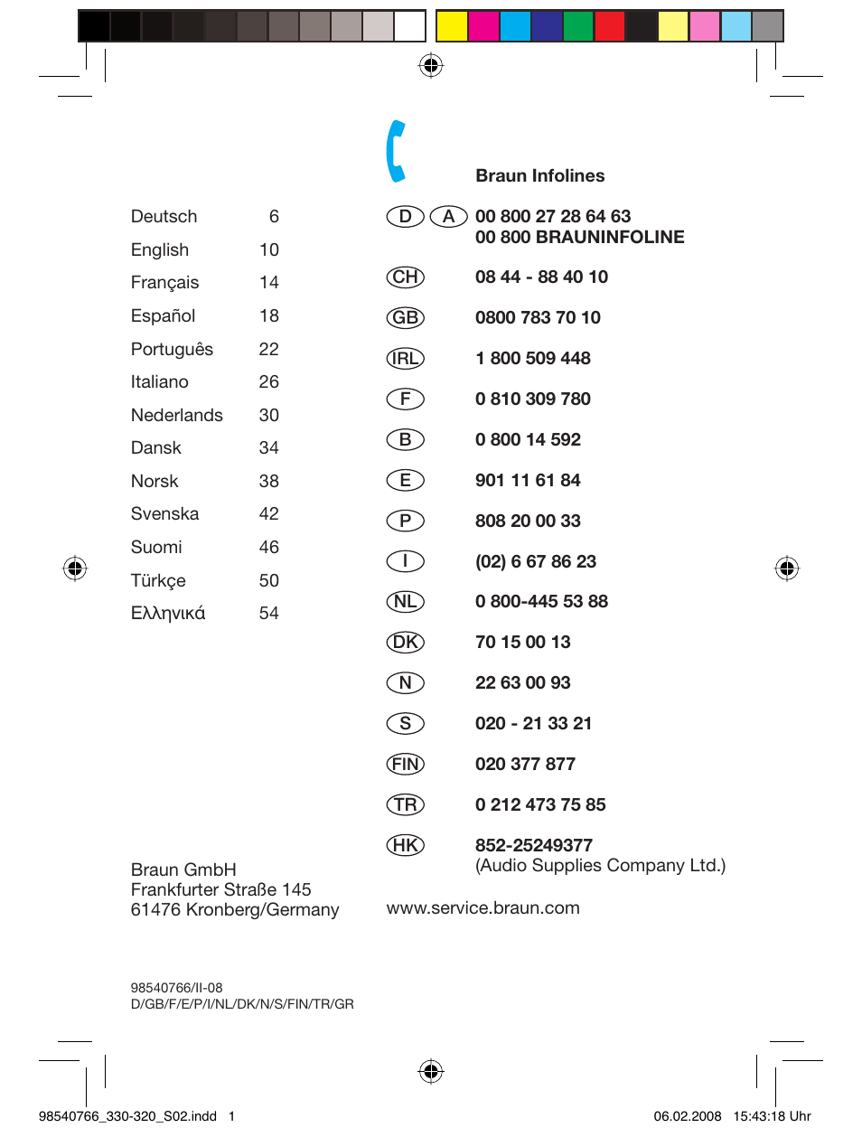 Braun 320 Series 3 User Manual | Page 2 / 57