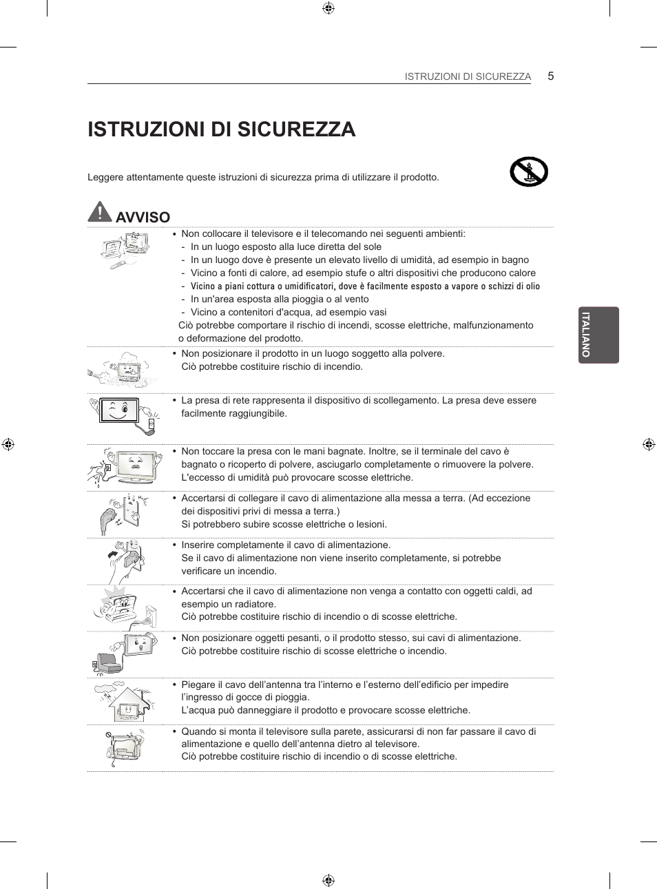 Istruzioni di sicurezza, Avviso | LG 42LN5406 User Manual | Page 107 / 256