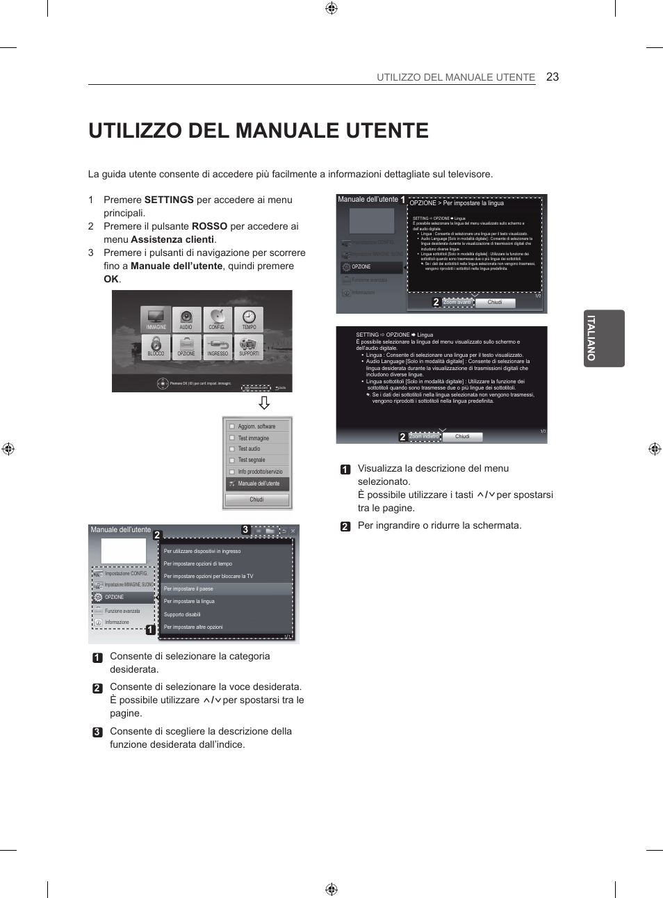 Utilizzo del manuale utente, Eng it aliano utilizzo del manuale utente 1 2 | LG 42LN5406 User Manual | Page 125 / 256