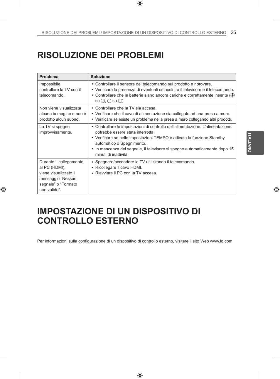 Risoluzione dei problemi | LG 42LN5406 User Manual | Page 127 / 256