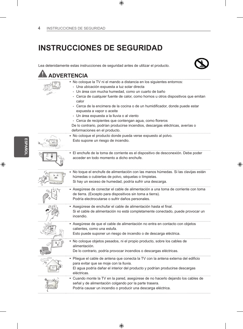Instrucciones de seguridad, Advertencia | LG 42LN5406 User Manual | Page 132 / 256
