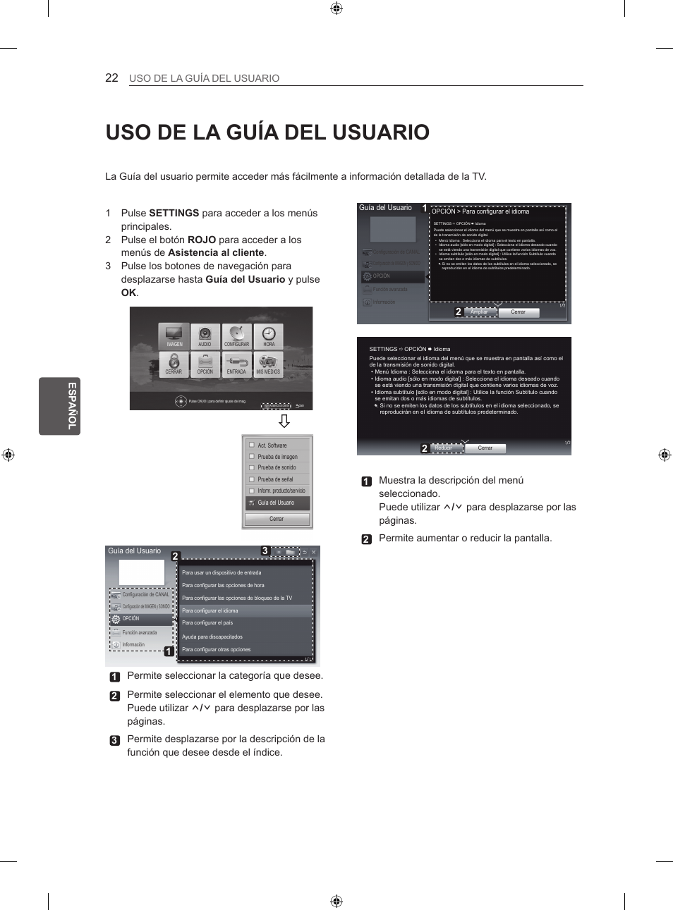 Uso de la guía del usuario, Eng esp añol uso de la guía del usuario | LG 42LN5406 User Manual | Page 150 / 256