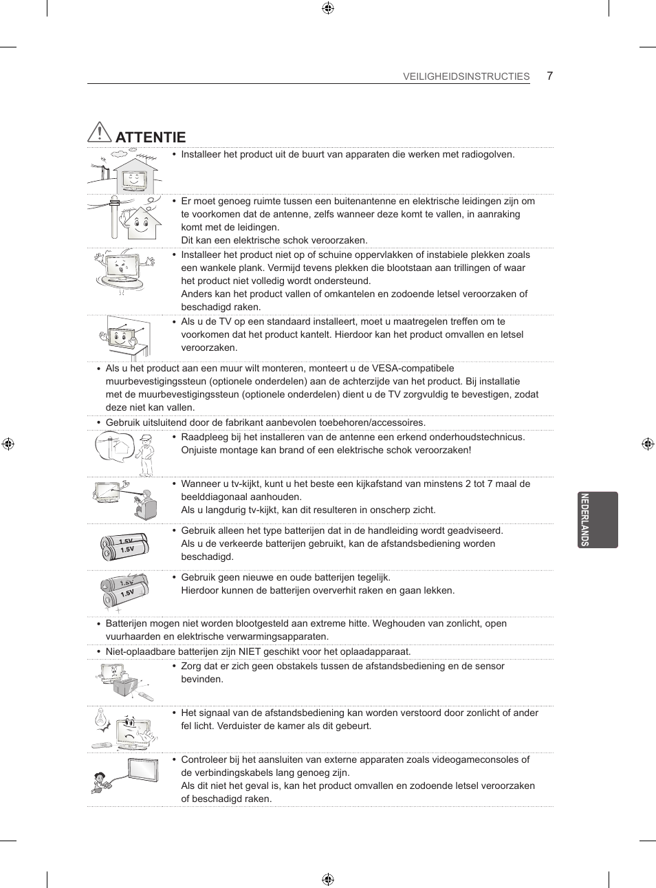 Attentie | LG 42LN5406 User Manual | Page 183 / 256