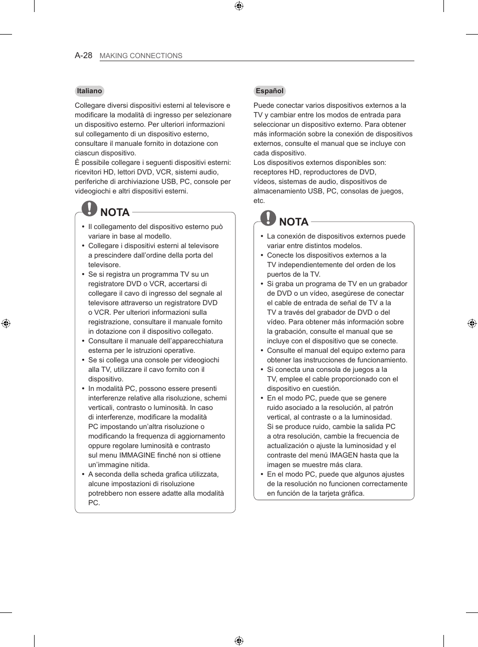 Nota | LG 42LN5406 User Manual | Page 28 / 256