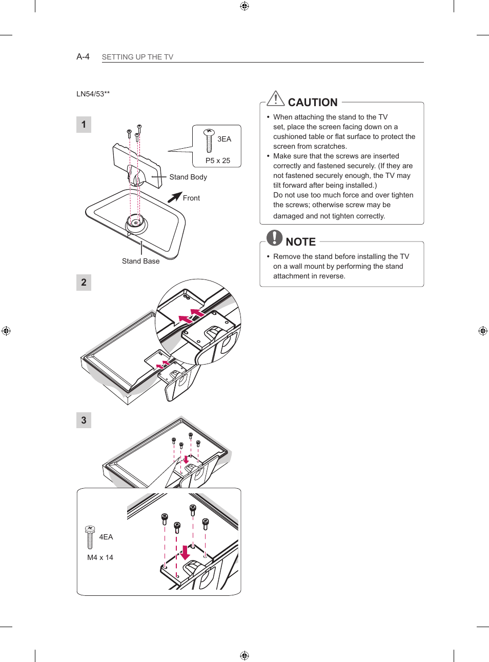Caution | LG 42LN5406 User Manual | Page 4 / 256