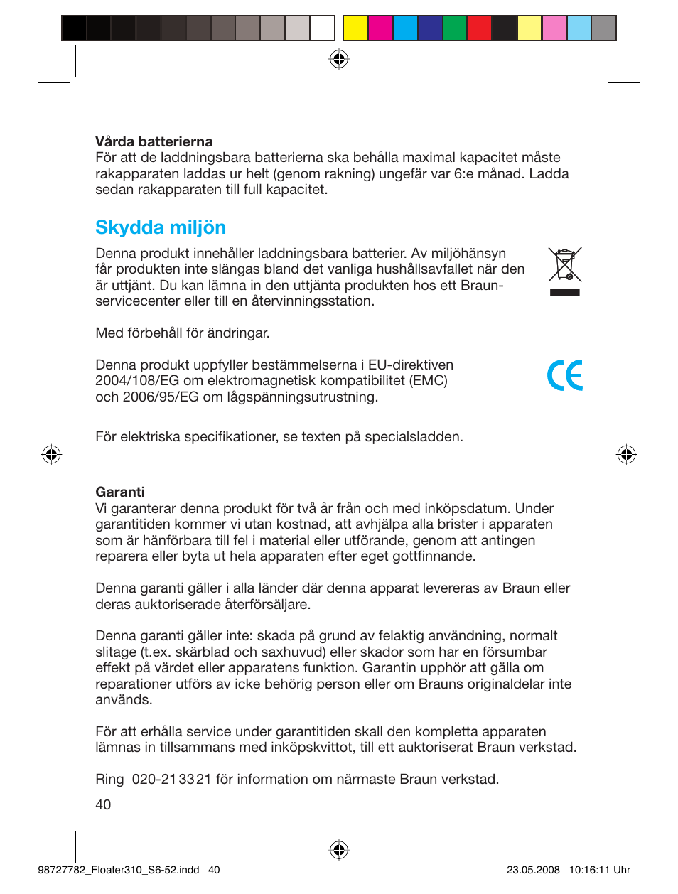 Skydda miljön | Braun 310 Series 3 User Manual | Page 39 / 49