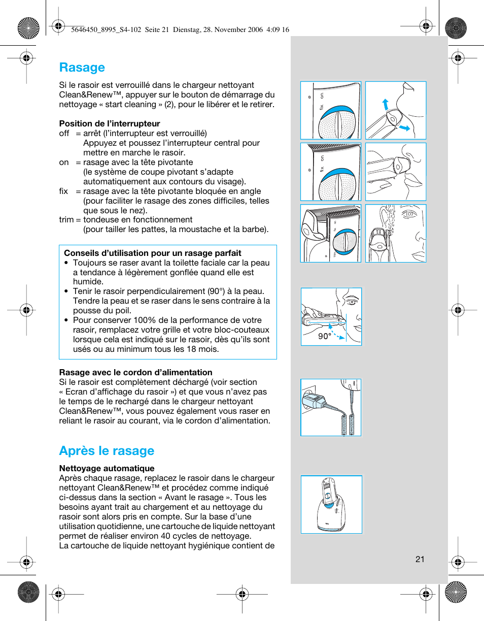 Rasage, Après le rasage | Braun 8995 360°Complete User Manual | Page 21 / 99