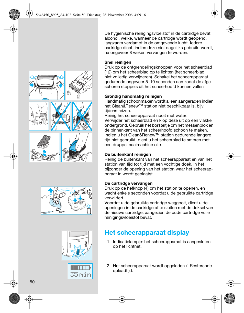 Het scheerapparaat display | Braun 8995 360°Complete User Manual | Page 50 / 99