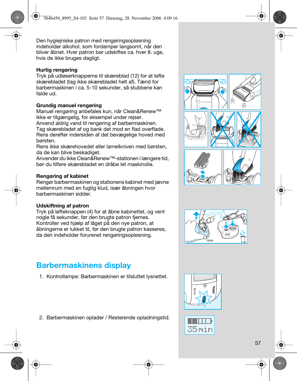 Barbermaskinens display | Braun 8995 360°Complete User Manual | Page 57 / 99