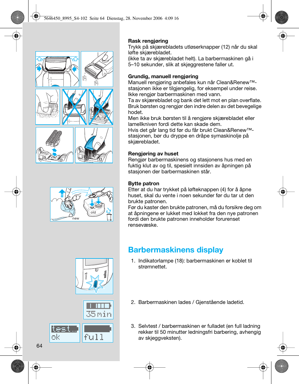 Barbermaskinens display | Braun 8995 360°Complete User Manual | Page 64 / 99