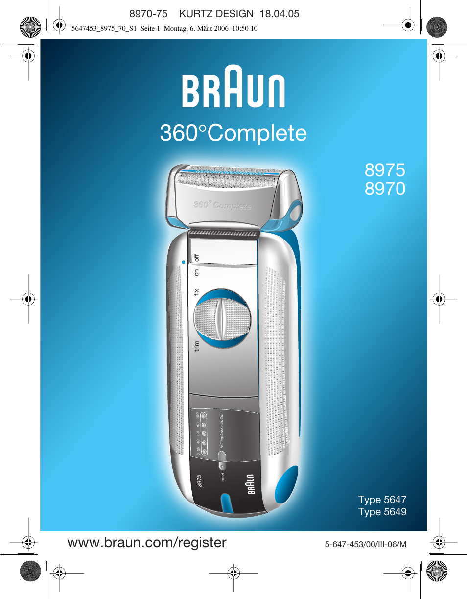 Braun 8975 360°Complete Solo  EU User Manual | 70 pages