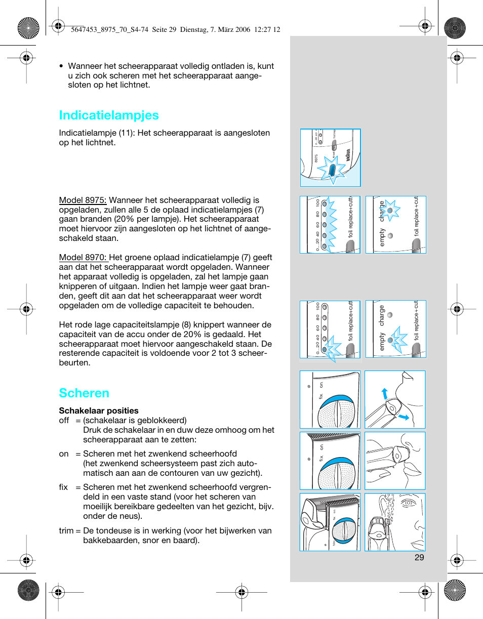 Indicatielampjes, Scheren | Braun 8975 360°Complete Solo  EU User Manual | Page 29 / 70