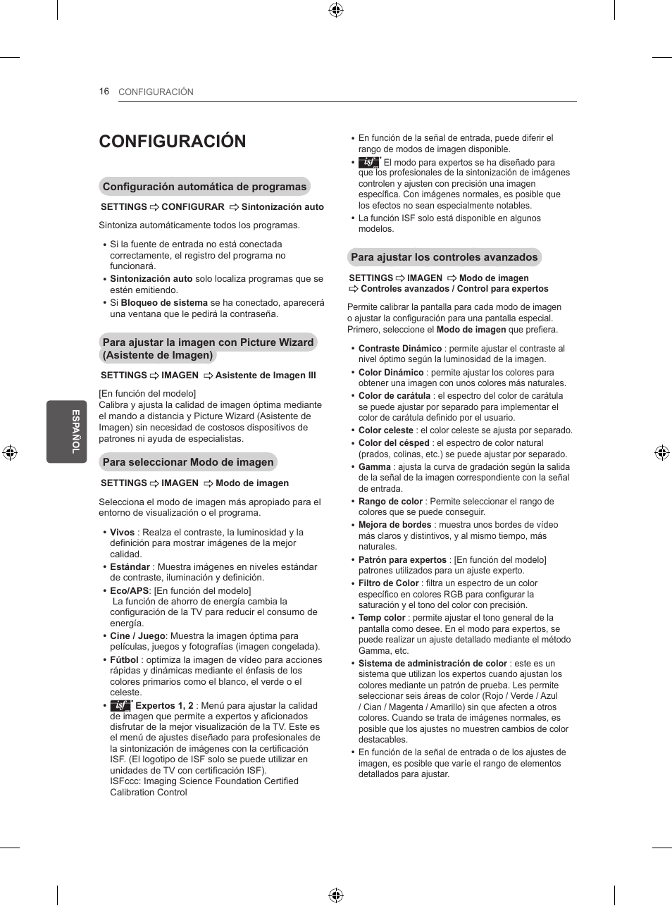 Configuración | LG 50PB560U User Manual | Page 125 / 227