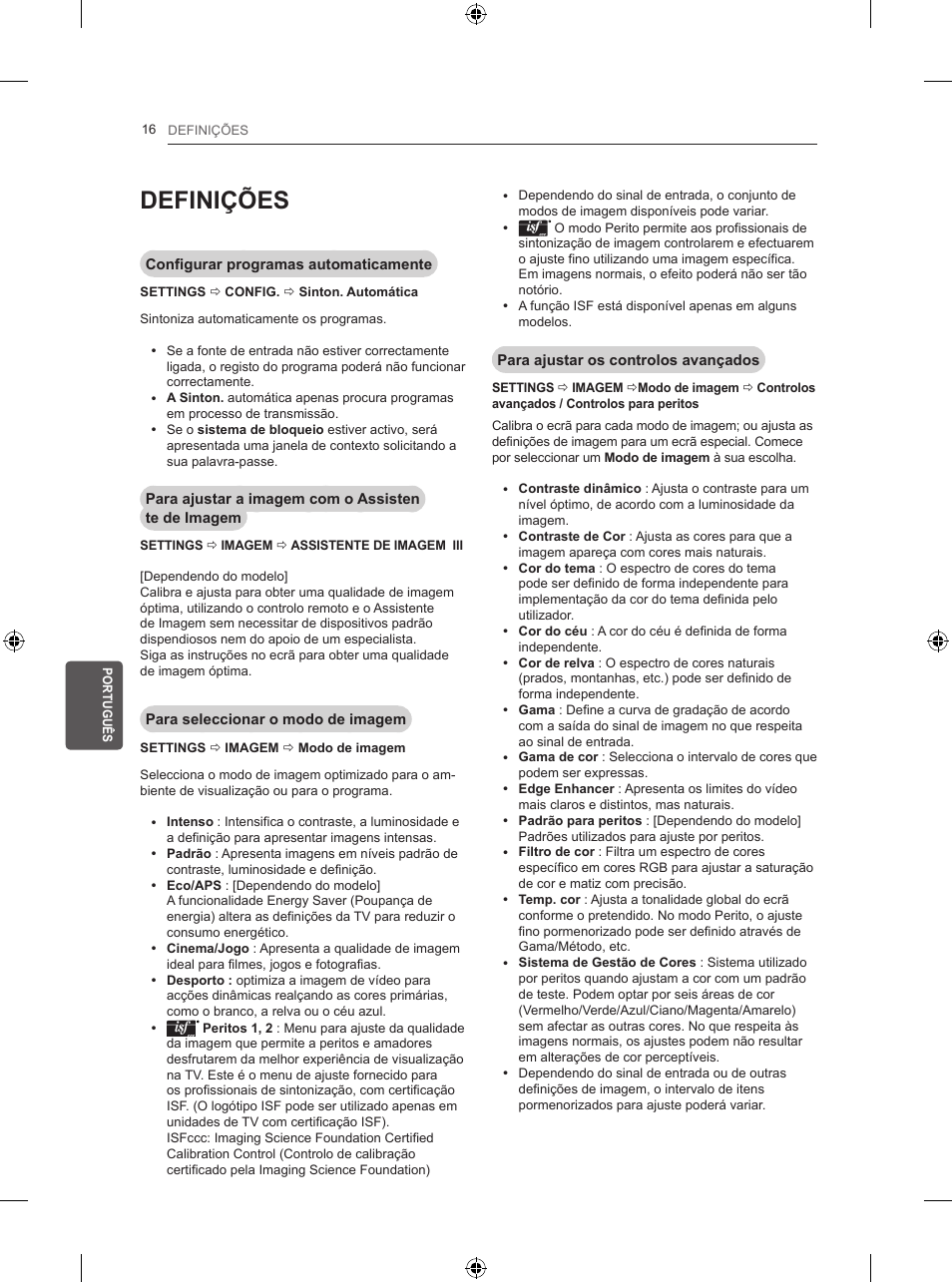 Definições | LG 50PB560U User Manual | Page 147 / 227