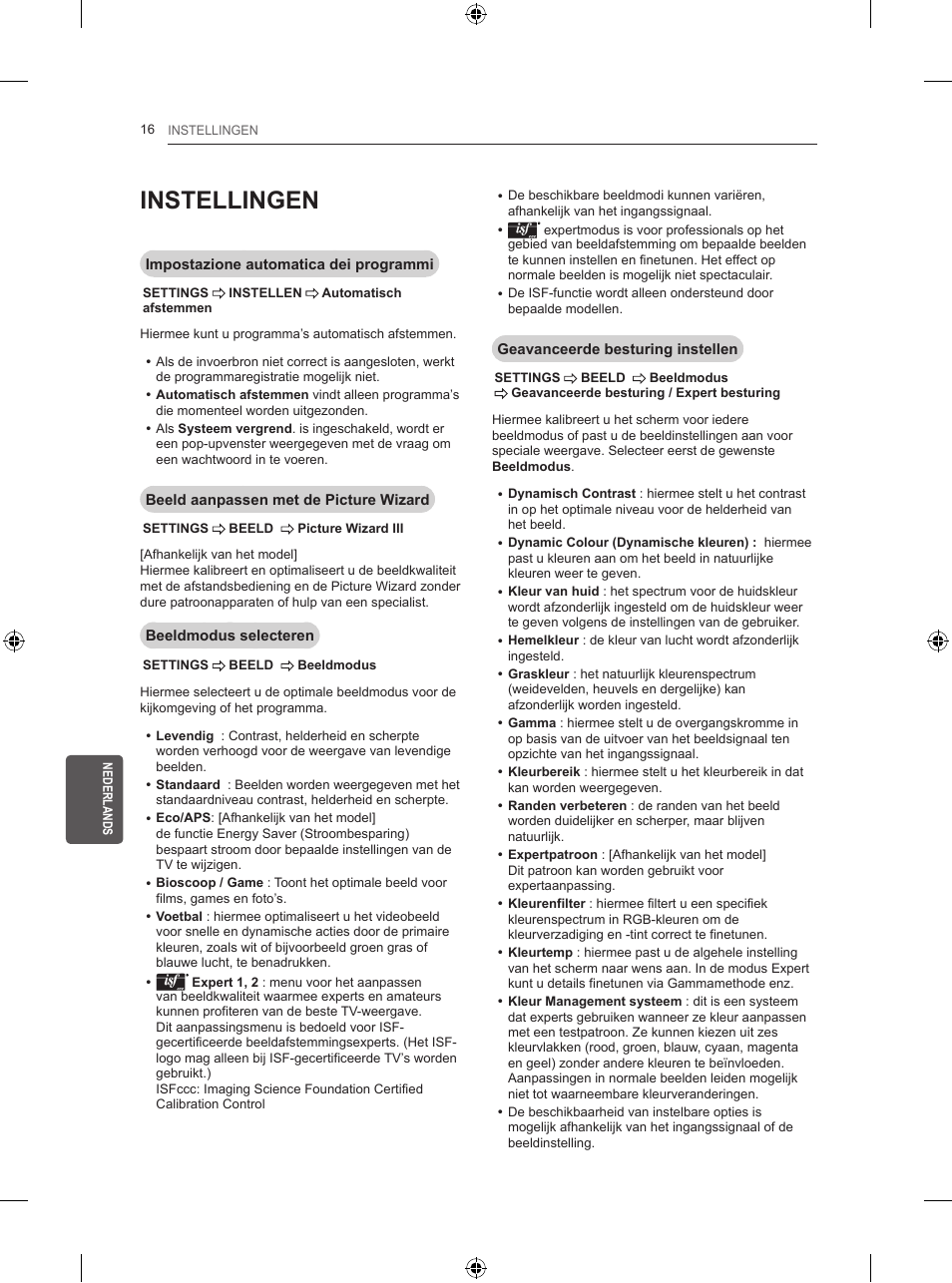 Instellingen | LG 50PB560U User Manual | Page 169 / 227