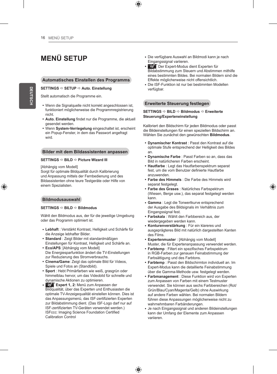 Menü setup | LG 50PB560U User Manual | Page 57 / 227