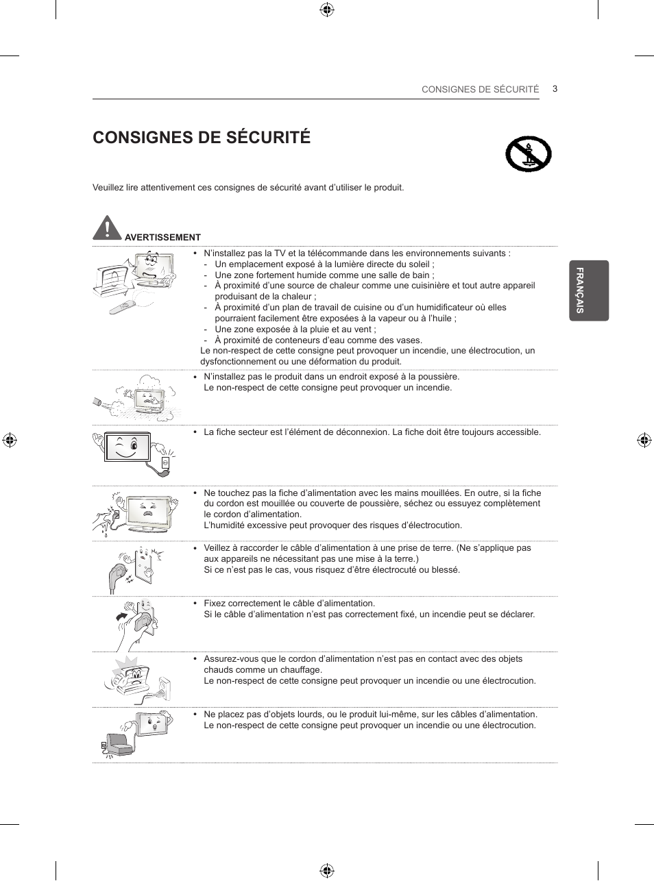 Consignes de sécurité | LG 50PB560U User Manual | Page 66 / 227