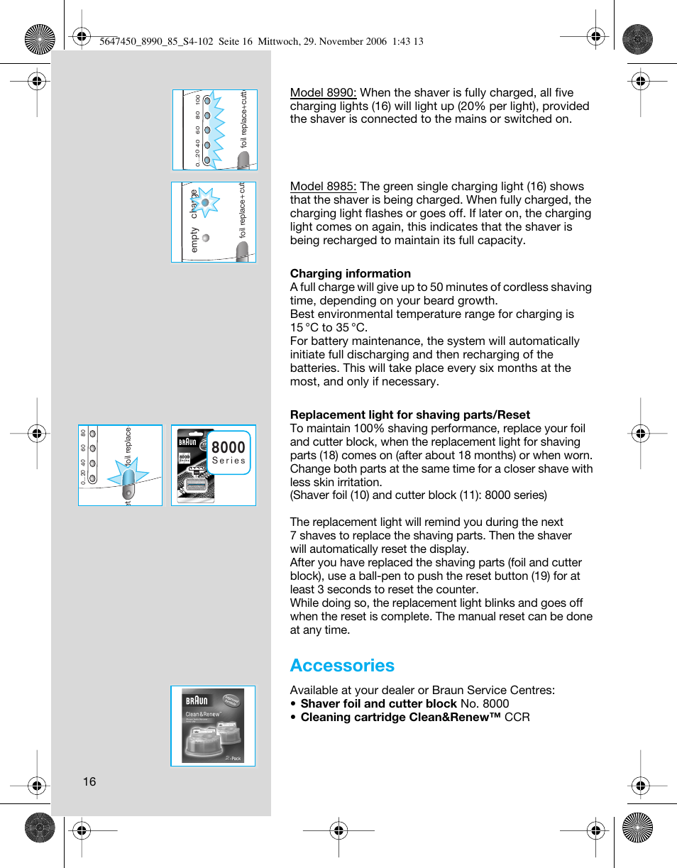 Accessories | Braun 8990 360°Complete Solo  EU User Manual | Page 16 / 99