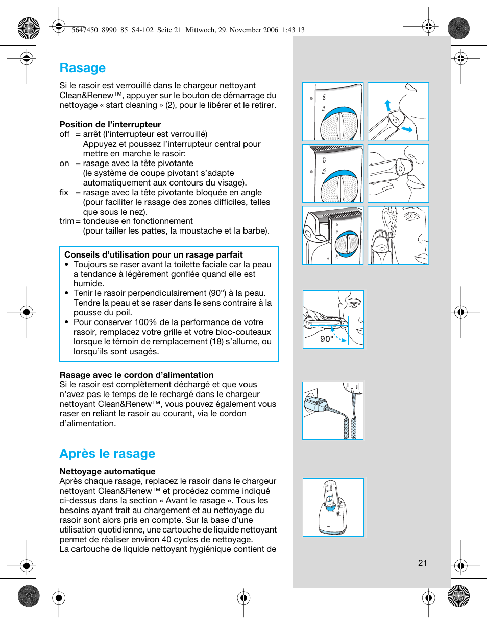 Rasage, Après le rasage | Braun 8990 360°Complete Solo  EU User Manual | Page 21 / 99