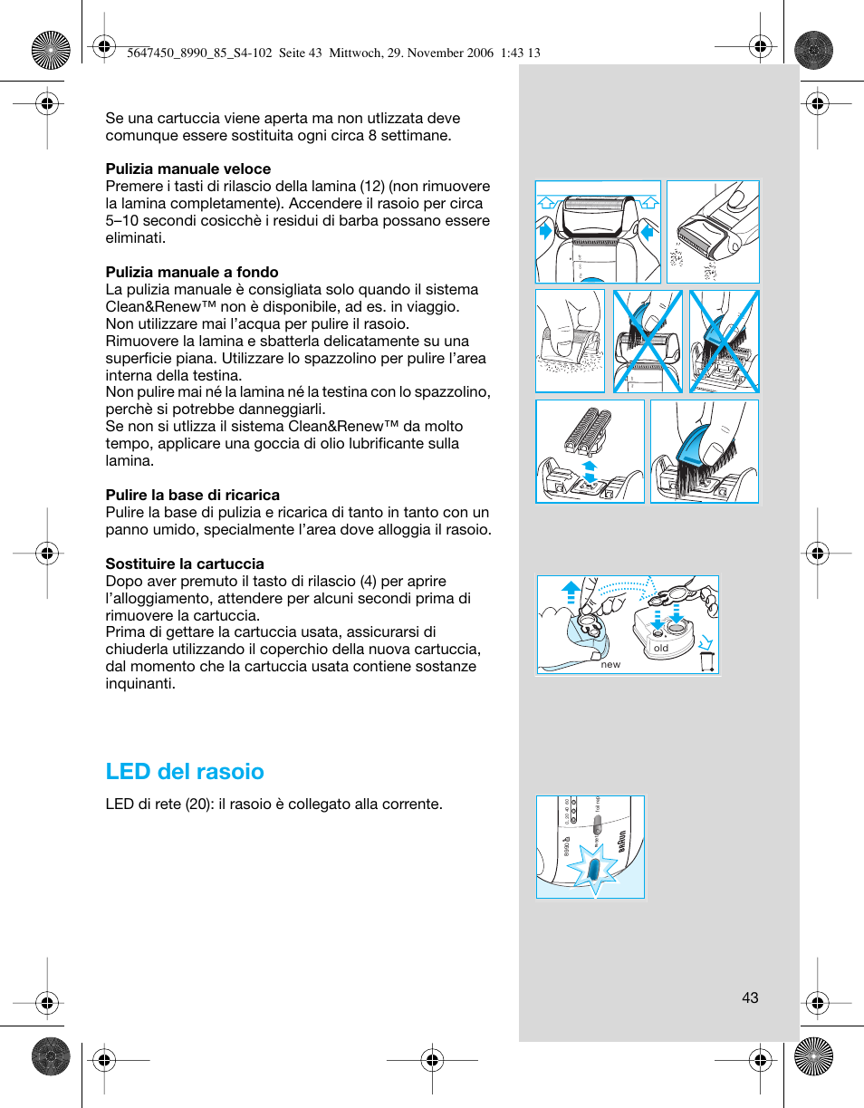 Led del rasoio | Braun 8990 360°Complete Solo  EU User Manual | Page 43 / 99