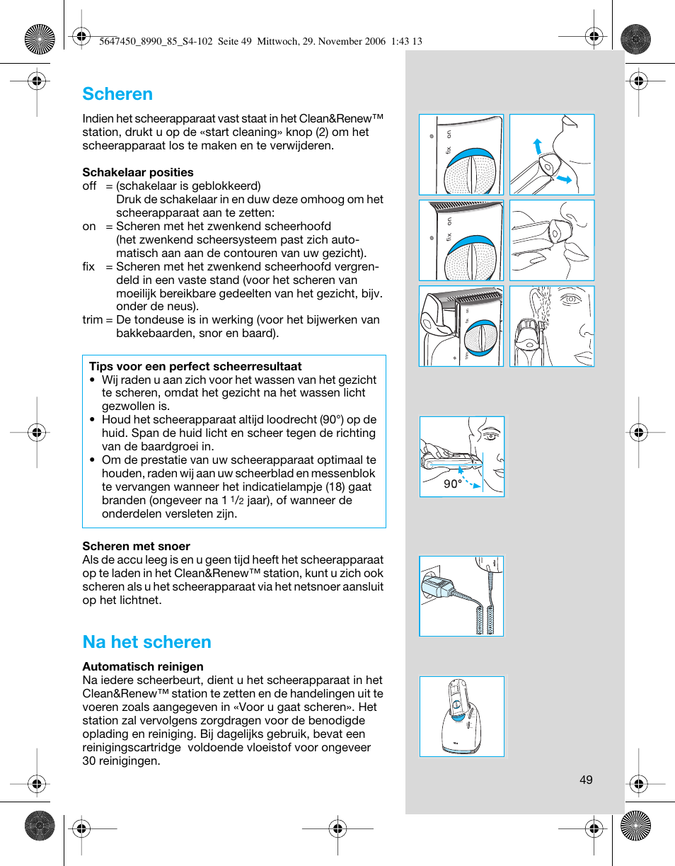 Scheren, Na het scheren | Braun 8990 360°Complete Solo  EU User Manual | Page 49 / 99