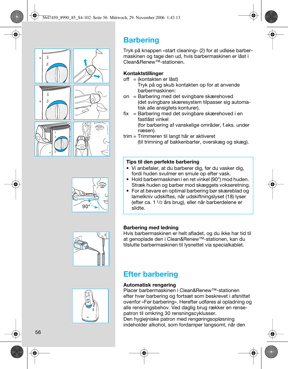 Barbering, Efter barbering | Braun 8990 360°Complete Solo  EU User Manual | Page 56 / 99