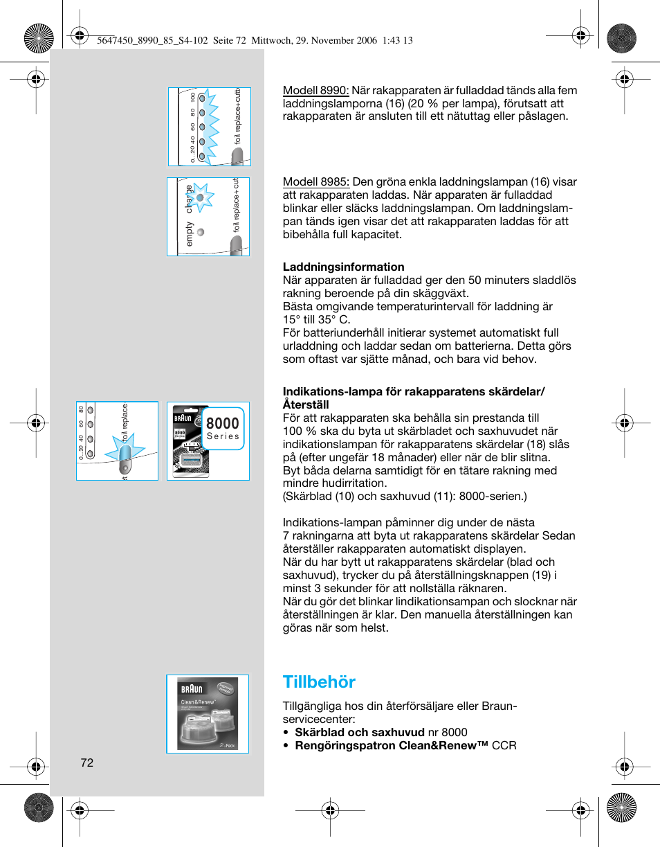 Tillbehör | Braun 8990 360°Complete Solo  EU User Manual | Page 72 / 99