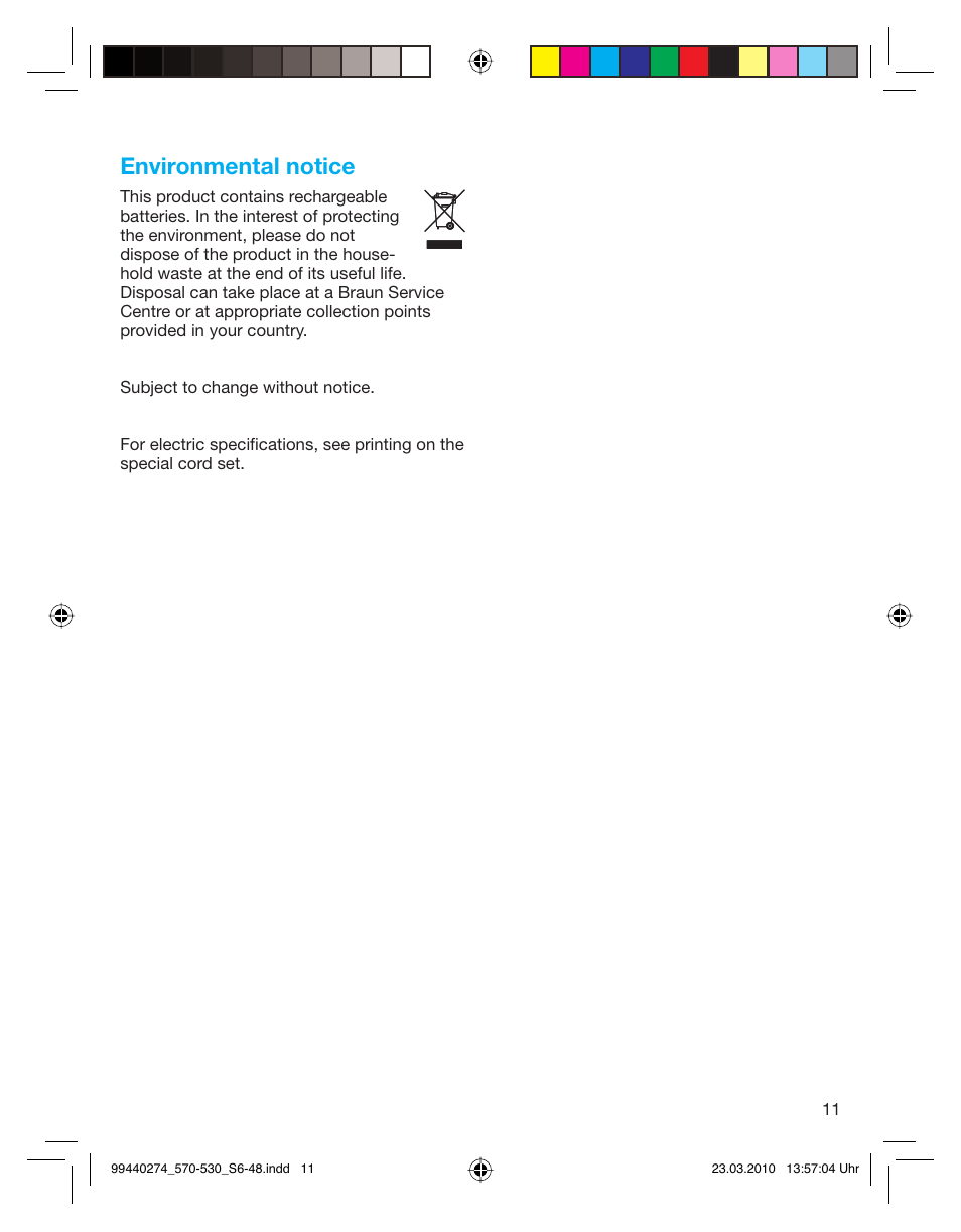 Environmental notice | Braun 530s-4 Series 5  EU User Manual | Page 10 / 44