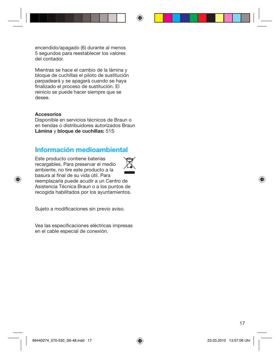 Información medioambiental | Braun 530s-4 Series 5  EU User Manual | Page 16 / 44