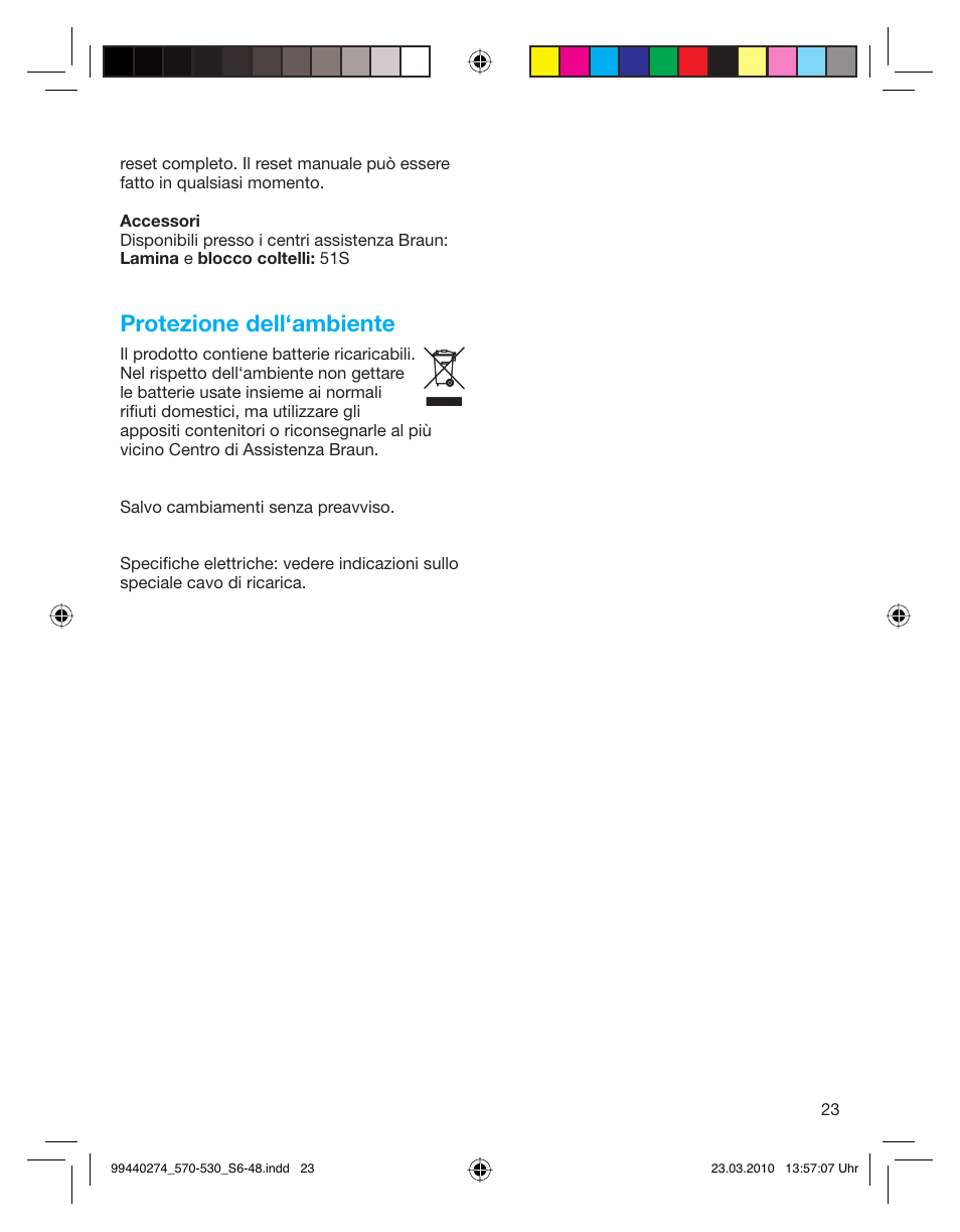 Protezione dell‘ambiente | Braun 530s-4 Series 5  EU User Manual | Page 22 / 44