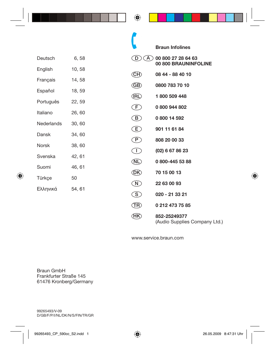 Braun 590cc Series 5  EU User Manual | Page 2 / 62