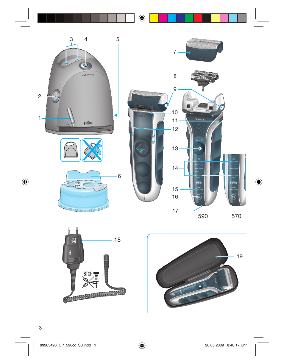 Stop | Braun 590cc Series 5  EU User Manual | Page 3 / 62