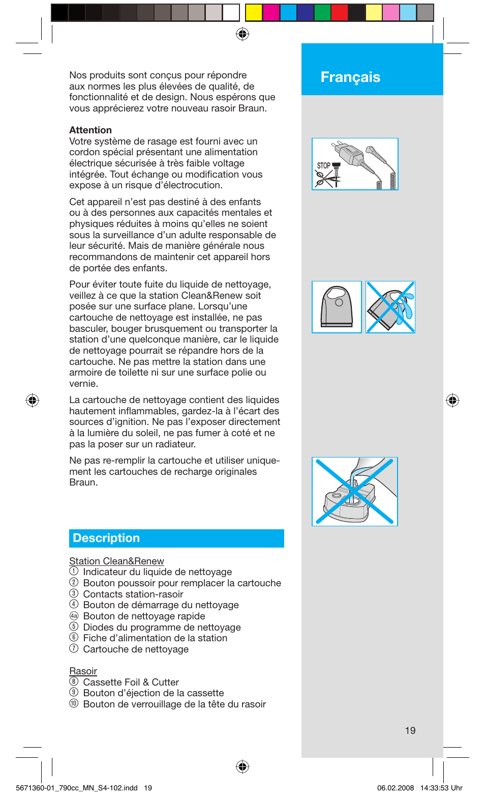 Français, Description | Braun 790cc-5671 Series 7 User Manual | Page 19 / 101