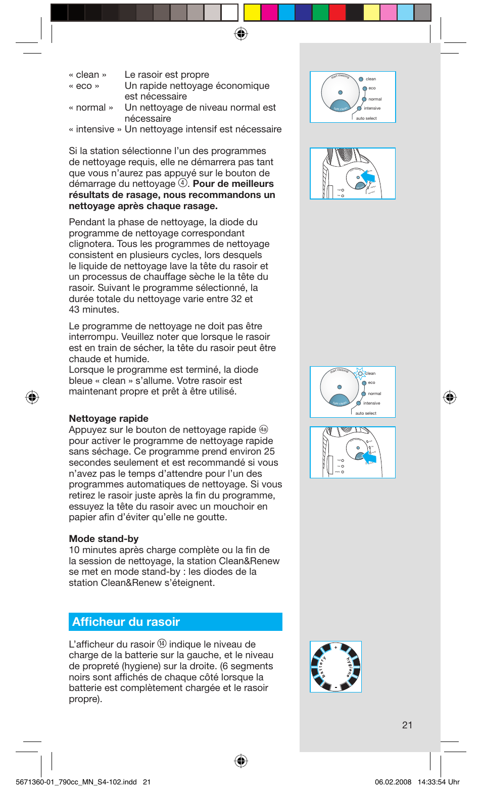 Affi cheur du rasoir, L’affi cheur du rasoir | Braun 790cc-5671 Series 7 User Manual | Page 21 / 101