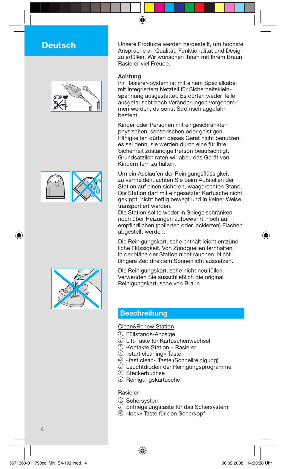 Deutsch, Beschreibung | Braun 790cc-5671 Series 7 User Manual | Page 4 / 101