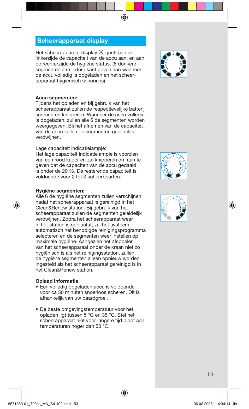 Scheerapparaat display | Braun 790cc-5671 Series 7 User Manual | Page 53 / 101