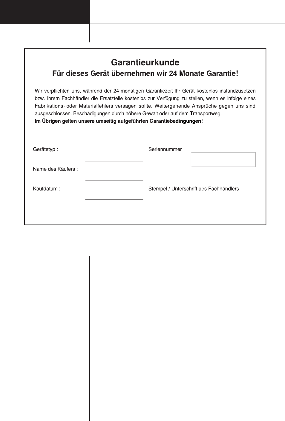 Garantieurkunde, Für dieses gerät übernehmen wir 24 monate garantie | LG GC-254SQW User Manual | Page 17 / 70