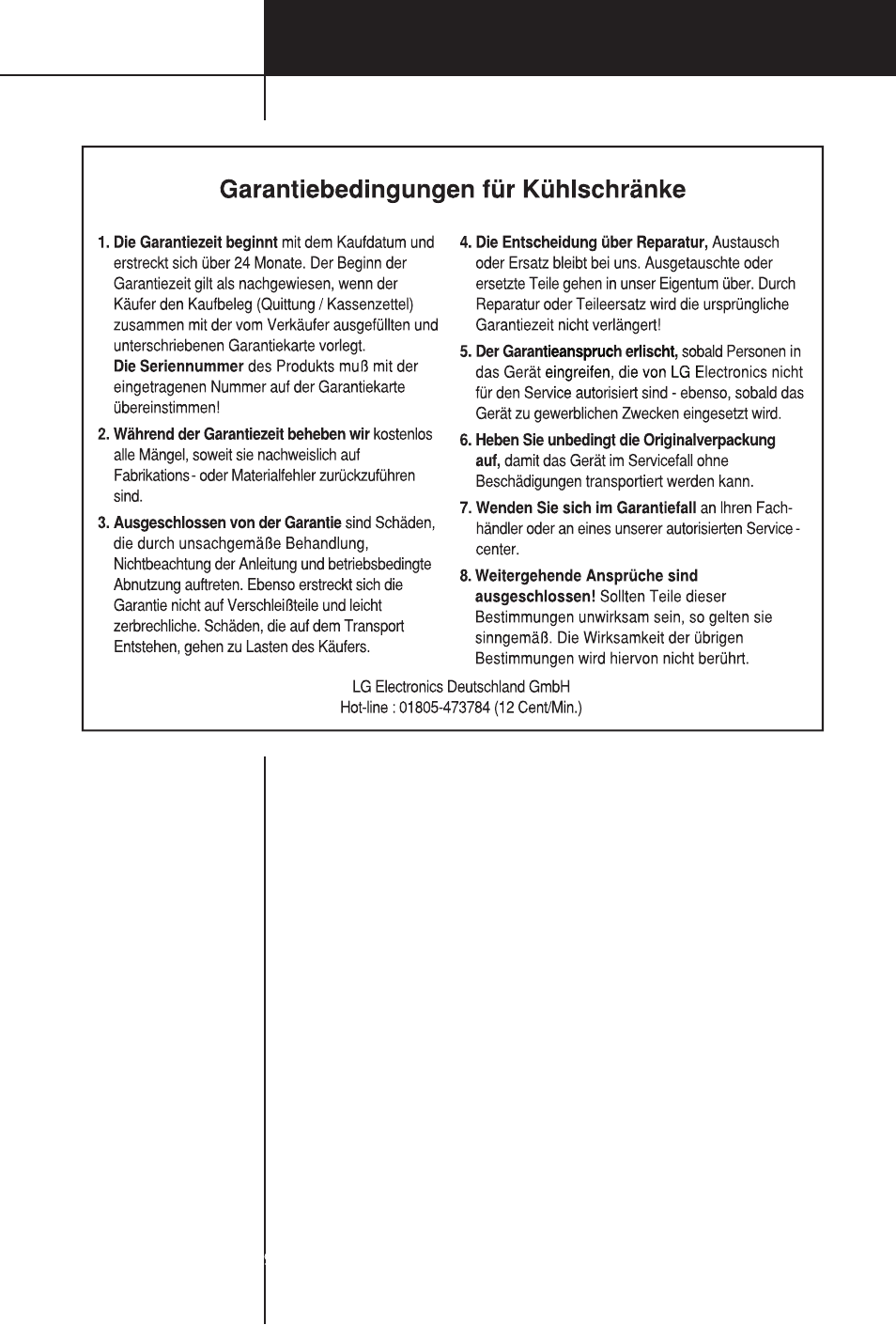 Garantiebedingungen für kühischränke | LG GC-254SQW User Manual | Page 18 / 70
