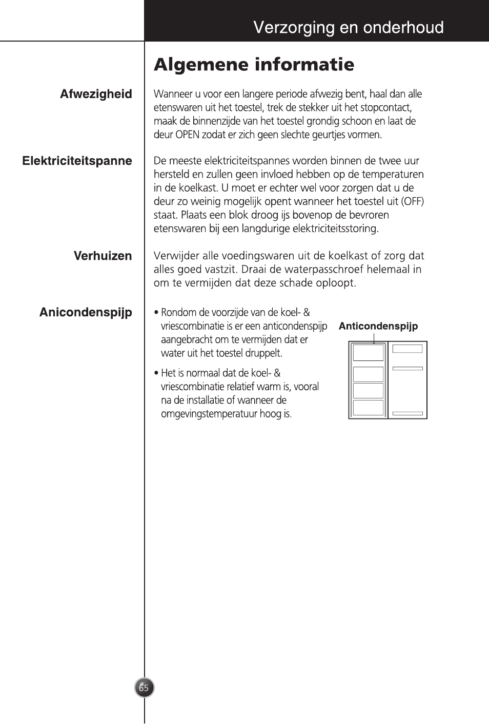 Algemene informatie, Verzorging en onderhoud | LG GC-254SQW User Manual | Page 64 / 70