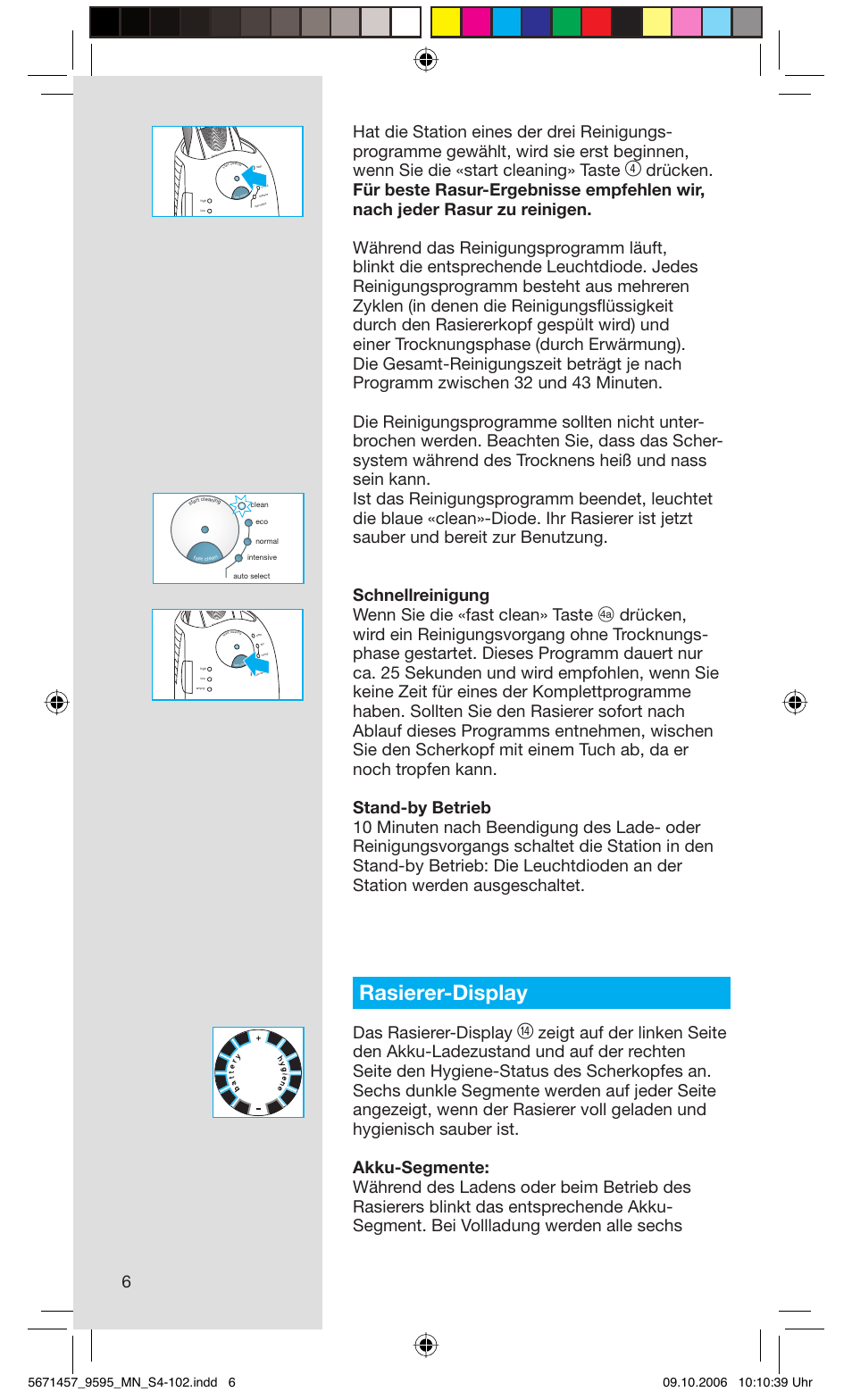 Rasierer-display, Das rasierer-display | Braun 9595 Pulsonic User Manual | Page 6 / 101